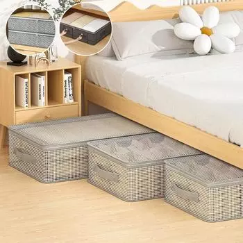 Складная нетканая сумка для хранения на дне кровати с большим прозрачным окном, подходит для шкафов, общежития, постельных принадлежностей, организации одежды