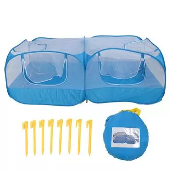 Складная палатка для игр с домашними животными, переносная, дышащая, прозрачная, сетчатая, открывающаяся, для маленьких животных, манеж для игр с животными синий