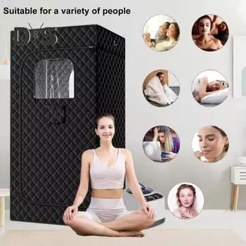 Складная палатка-сауна для помещений с мощным парогенератором, режимом таймера, складная конструкция с двойной молнией, простая сборка, переносная палатка-сауна для домашнего использования чёрный