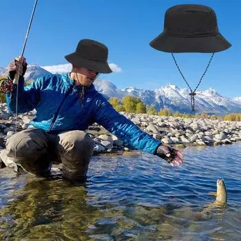 Складная панама с регулируемым ремешком на подбородке, водонепроницаемая быстросохнущая солнцезащитная шляпа для женщин и мужчин, походная дорожная шляпа, аксессуары для улицы серый