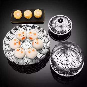 Складная пароварка из нержавеющей стали, многофункциональная подставка для фруктов и овощей, поднос для варки на пару, корзина, кухонные принадлежности для приготовления пищи