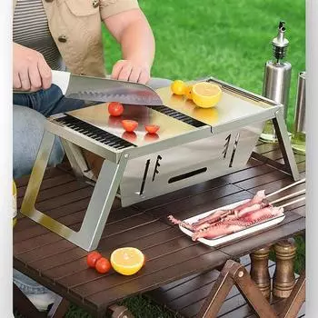 Складная печь-гриль из нержавеющей стали 304, домашняя портативная дровяная печь для пешего туризма, кемпинга, барбекю на открытом воздухе, готовки