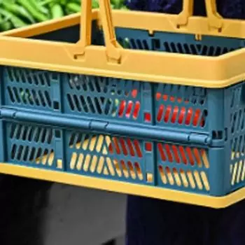 Складная переносная корзина для хранения на открытом воздухе, корзина для покупок в супермаркете, полая квадратная корзина для хранения закусок и фруктов 30X20X15cm шартрёз