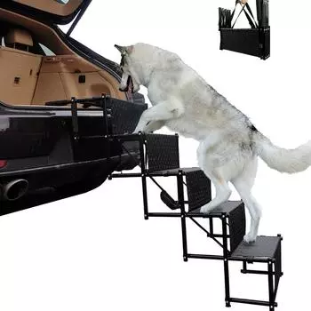 Складная переносная лестница для собак, нескользящая лестница для собак весом 150 фунтов, 5-уровневая тренировочная лестница для внедорожников, грузовиков, аксессуары для собак чёрный