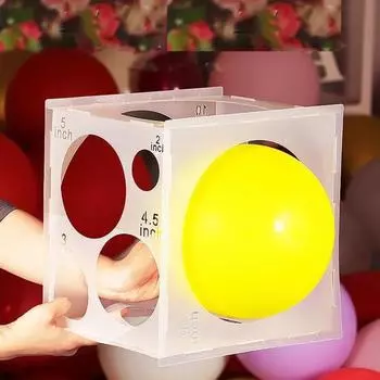 Складная пластиковая коробка для измерения размеров воздушных шаров, кубическая мера с легкостью, 11 отверстий для воздушных шаров диаметром 2–10 дюймов, точный инструмент для измерения воздушных шаров белый