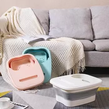 Складная пластиковая ванночка для ног с крышкой - портативный массажер для ног для использования дома и в общежитии