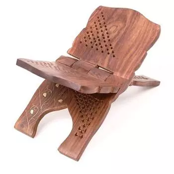 Складная подставка для книг ручной работы Rehal Подставка для книг с замысловатой резьбой и принтом в виде листьев Rehal для религиозных священных книг 30,48 см