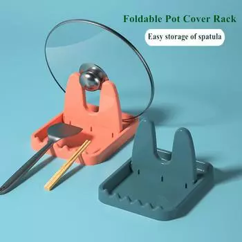 Складная подставка для крышек кастрюль, пластиковая подставка для ложек, кухонный органайзер для вилок, лопаток, полка для крышек для кастрюль, полка для хранения столовых приборов синий