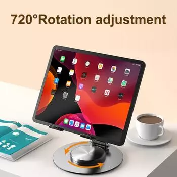 Складная подставка для мобильного телефона на 360 градусов, устойчивая, вращающаяся, регулируемая по высоте, держатель для планшетов, универсальный кронштейн чёрный