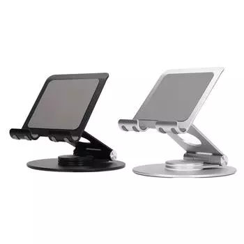 Складная подставка для телефона с вращением на 360 градусов, регулируемой высотой, алюминиевая настольная подставка с устойчивым основанием для Black