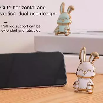 Складная подставка для телефона в виде кролика, милый держатель для телефона в виде кролика для стола, регулируемый кронштейн для всех мобильных телефонов белый
