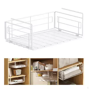Складная подвесная корзина для хранения под шкафом, раздвижная полка-органайзер 33.5x25x14.5cm