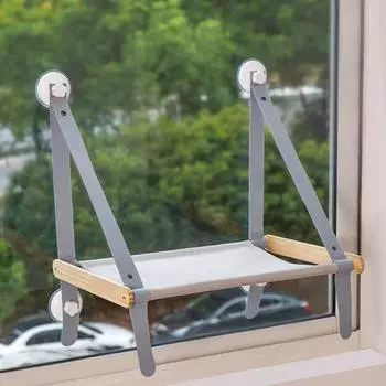 Складная подвесная кровать для кошек, присоски для окон, гамак для домашних животных, подвесное сиденье для котят, удобные аксессуары для домашних животных серый