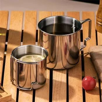 Складная походная кружка с ручкой из нержавеющей стали для пива, кофе, чая, кружки для переноски молока, воды, для дома, походов, путешествий 240-630ml