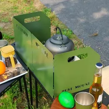 Складная походная плита с ветровым стеклом, 4 пластины, нержавеющая, устойчивая к коррозии, уличная плита, бутановая горелка, ветрозащитный экран чёрный