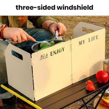 Складная походная плита с ветровым стеклом, 4 пластины, нержавеющая, устойчивая к коррозии, уличная плита, бутановая горелка, ветрозащитный экран зелёный
