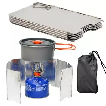 Складная походная плита с ветрозащитным экраном, портативная, легкая, 9 пластин, алюминиевый сплав, для походов на открытом воздухе