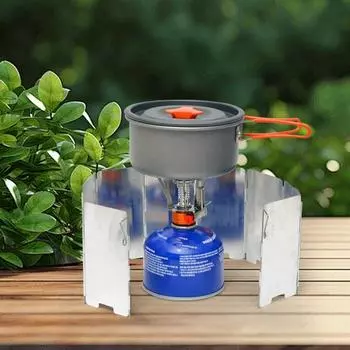 Складная походная плита с защитой от ветра, портативная, легкая, 9 пластин, алюминиевый сплав, для походов и пикников