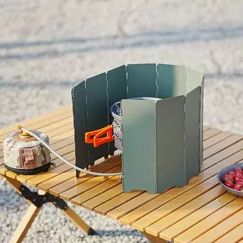 Складная походная плита Yousheng с ветрозащитным экраном, портативная, прочная, металлическая, для походов, пикников, десятикратная, ветрозащитная, газовая плита с бутановой горелкой, ветрозащитный экран чёрный