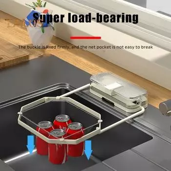 Складная полка для фильтра для раковины с присоской, складная конструкция для хранения, корзина для фильтра для кухонной раковины с 50 сетчатыми мешками, сливной фильтр для всех столешниц раковин чёрный