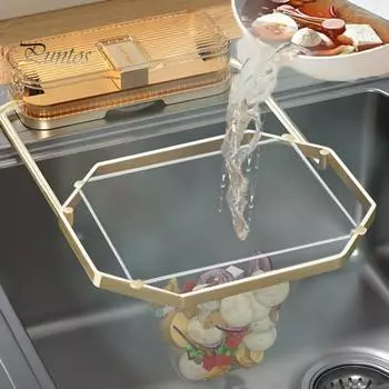 Складная полка для фильтра для раковины с присоской, складная конструкция для хранения, корзина для фильтра для кухонной раковины с 50 сетчатыми мешками, сливной фильтр для всех столешниц раковин чёрный