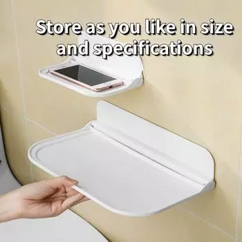 Складная полка для хранения, настенная складная доска для хранения одежды в ванной комнате, настенная полка без дырокола для хранения туалета s белый