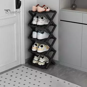 Складная полка для хранения обуви из бамбука, прочная, несущая, переносная, отдельно стоящая полка для обуви в прихожей Dual Layer белый