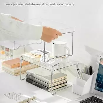 Складная полка для хранения, прозрачная акриловая складная полка для хранения, многофункциональная настольная полка для косметических книг, канцелярских принадлежностей, поднос для демонстрации прозрачный