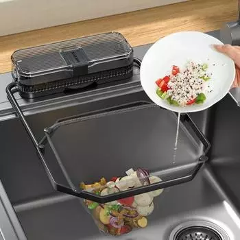 Складная полка для мойки с присоской, дизайн для хранения, корзина для фильтра для кухонной мойки с сеткой 50 шт. чёрный