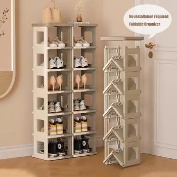 Складная полка для обуви, утолщенная, штабелируемая, для хранения обуви на двери, креативная, экономящая место, обувница, органайзер, вешалка