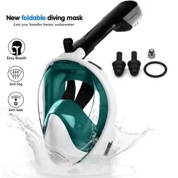 Складная полнолицевая маска для дайвинга, противотуманная маска для подводного плавания, респираторные маски для подводного плавания S/M чёрный