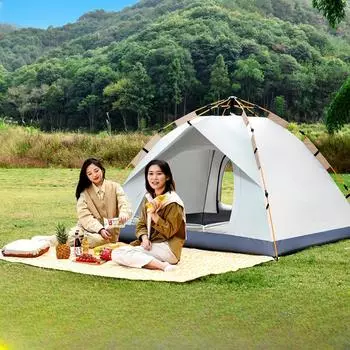 Складная полностью автоматическая палатка для кемпинга на открытом воздухе для 3-4 человек на пляже, простая и быстрая в открытии, двойная защита от дождя и росы single tent