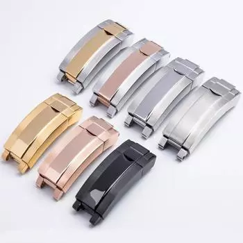 Складная пряжка из нержавеющей стали 9 мм, скользящий замок, подходит для роли подводника Oysterflex Daytona GMT, ремешок для часов, раскладывающаяся застежка