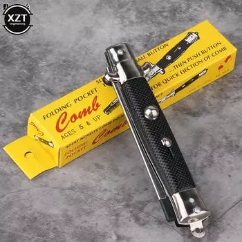 Складная пружинная расческа из нержавеющей стали, инструменты для укладки волос, складная карманная расческа, пружинная расческа для мужчин и женщин, аксессуары для укладки волос и бороды L