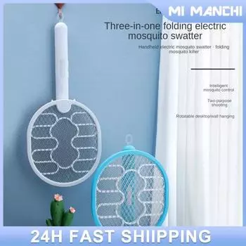 Складная ракетка от комаров, убийца комаров, USB-перезаряжаемая мухобойка, ловушка для соблазнения, летняя ночь, детский сон, средство защиты