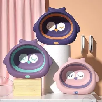 Складная раковина для новорожденных, детский анальный умывальник, мультяшный милый ребенок, мытье лица и ног, переносная дорожная раковина глубокий голубой