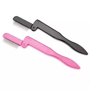 Складная расческа для бровей и ресниц из нержавеющей стали, кисть для бровей, инструменты для макияжа чёрный