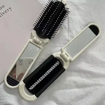 Складная расческа для волос с зеркальным карманом для дорожной щетки для взрослых и детей No Bow Tie