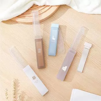 Складная расческа для волос с зеркалом 2 в 1, портативная дорожная расческа для укладки с мелкими зубцами, гладкая челка, косметическая карманная щетка для волос розовый