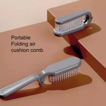 Складная расческа, портативная дорожная антистатическая компактная карманная щетка для волос, складная массажная расческа для волос, инструмент для укладки волос серый