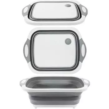 Складная разделочная доска 3 в 1, складная разделочная доска, походная посуда, раковина, экономящая пространство, кухонная дренажная корзина зелёный