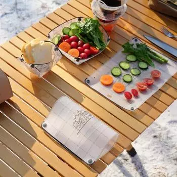 Складная разделочная доска для кемпинга на открытом воздухе с кнопками, мини-портативная, прозрачная, нескользящая, многофункциональная, из пищевого полипропилена, для разделки овощей, фруктов, мяса белый