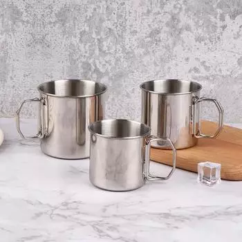 Складная ручка из нержавеющей стали, переносной карабин, чашка для походных принадлежностей