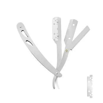 Складная ручная бритва из нержавеющей стали старого образца, держатель для бритья и салона, контурирование лица, бритье, стрижка волос, подравнивание бровей серебряный