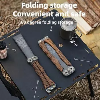 Складная ручная пила с деревянной ручкой, острое лезвие, двухсторонние зубья, компактная конструкция, мини-пила, инструмент для деревообработки S