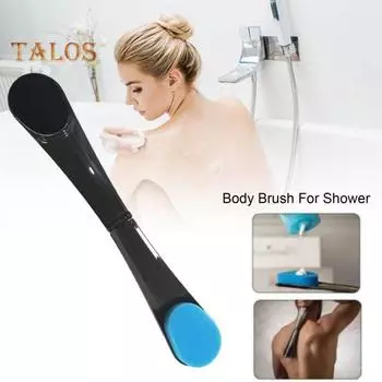 Складная щетка-аппликатор для тела с длинной ручкой, массажный инструмент для душа, портативный аппликатор для лосьона, мягкая губчатая щетка для ухода за телом синий