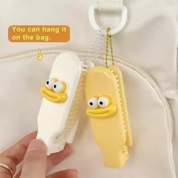 Складная щетка для волос с большими глазами, сосиска, губа, массаж кожи головы, портативная антистатическая расческа для распутывания волос, мини-дорожная женская парикмахерская жёлтый