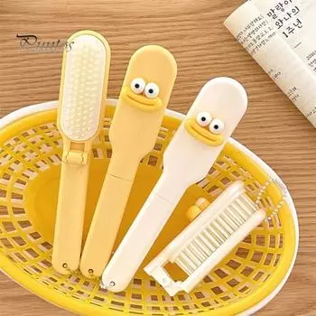 Складная щетка для волос с большими глазами, колбаска для массажа кожи головы, портативная антистатическая расческа для распутывания волос, мини-путешествующие женские парикмахерские инструменты белый