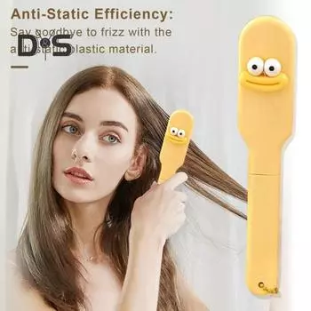 Складная щетка для волос с большими глазами, колбаска для массажа кожи головы, портативная антистатическая расческа для распутывания волос, мини-путешествующие женские парикмахерские инструменты белый