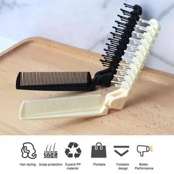 Складная щетка для волос, складная карманная расческа, портативный инструмент для путешествий, инструмент для укладки волос чёрный